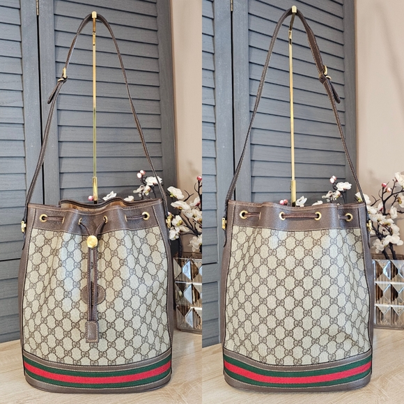 Authentic GUCCI GG Monogram Drawstring Bucket Shoulder Bag - Picture 3 of 16